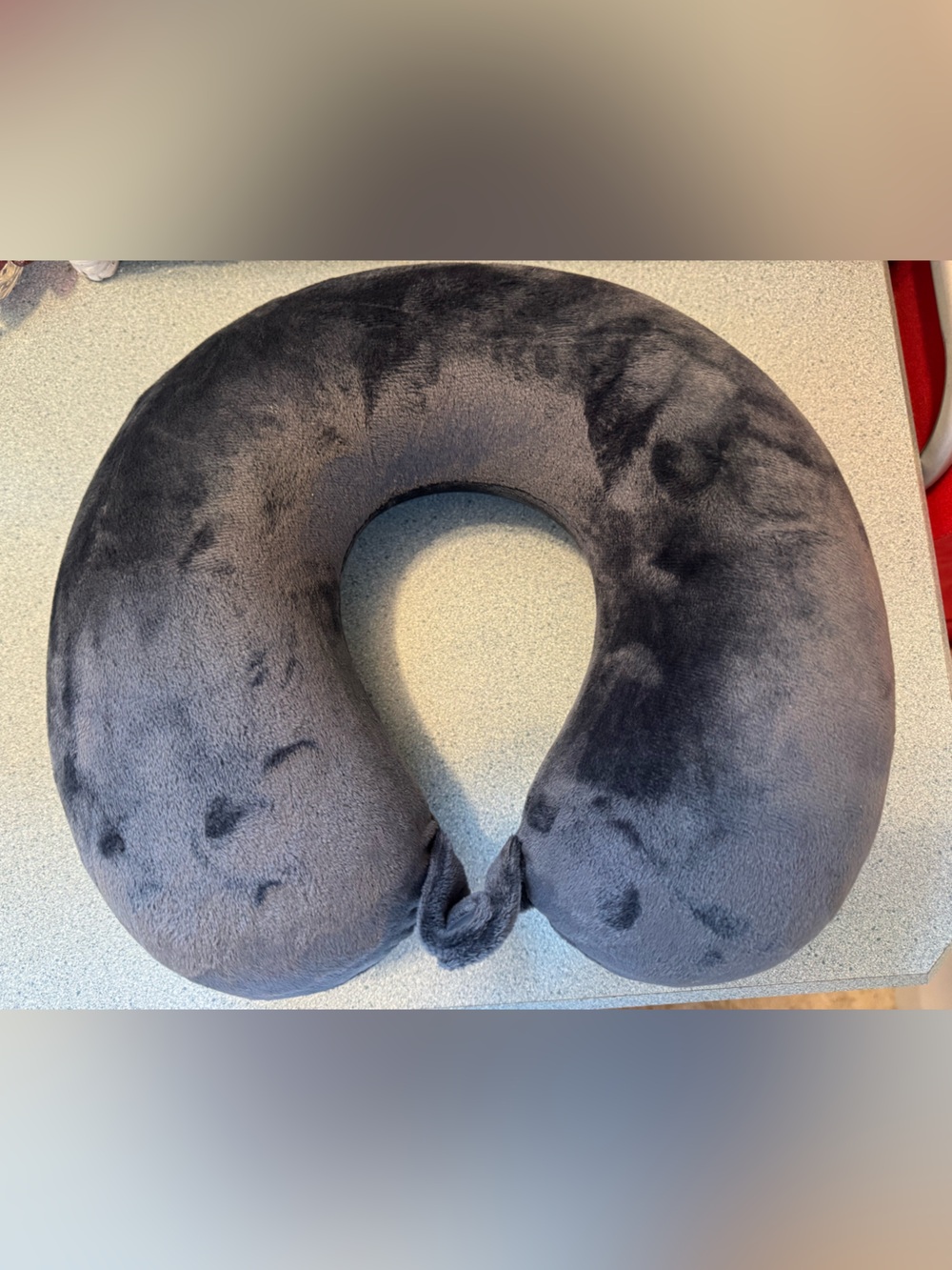 Plush U-Shaped Neck Travel Pillow - Charcoal